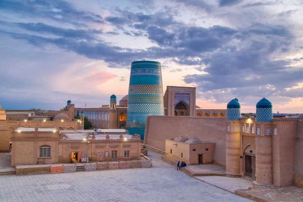 Itchan Kala old city in Khiva at dusk